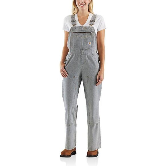 Carhartt Pants - Carcartt WOMEN'S RELAXED FIT DENIM RAILROAD STRIPE BIB OVERALL size small tall
